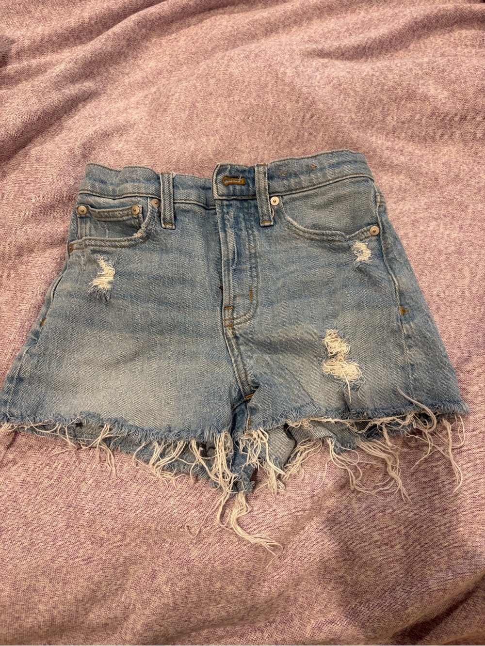 Madewell Light Blue Distressed Denim Cutoff Shorts